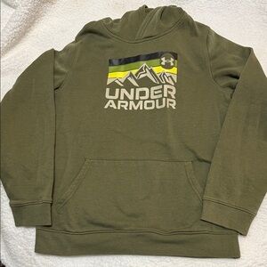 Under Armour Olive Hoodie with Mountain Design